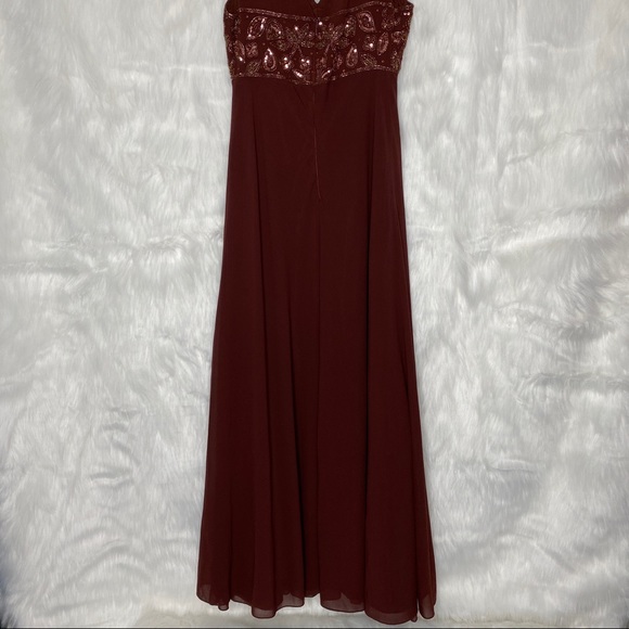Midnight Velvet Brown Beaded Evening Gown - Picture 6 of 8